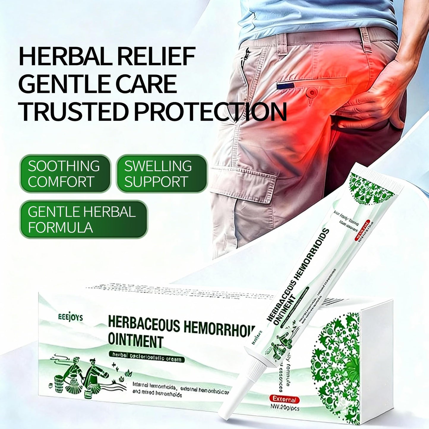 Reejoys Hemorrhoid Cream: Advanced Herbal Hemorrhoids Treatment Cream for Itching and Burning, Shrink & Soothe Hemorrhoids - 1.8 Oz - Maple Wellness Supplements