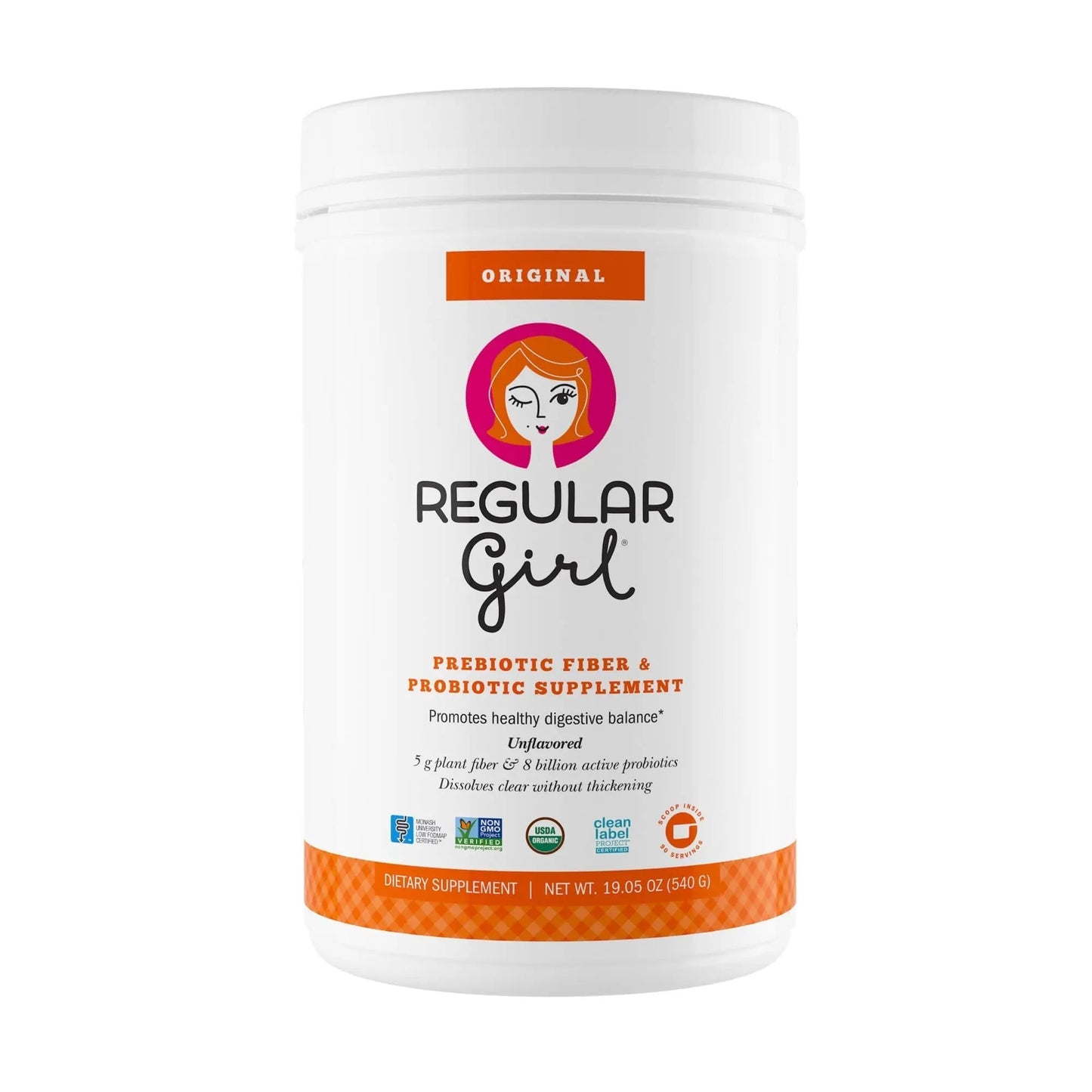 Regular Girl Organic Powder, Prebiotic Fiber Supplement and Probiotics for Women, Low FODMAP, 90 Day Bulk Supply, Unflavored, 90 Servings - Maple Wellness Supplements