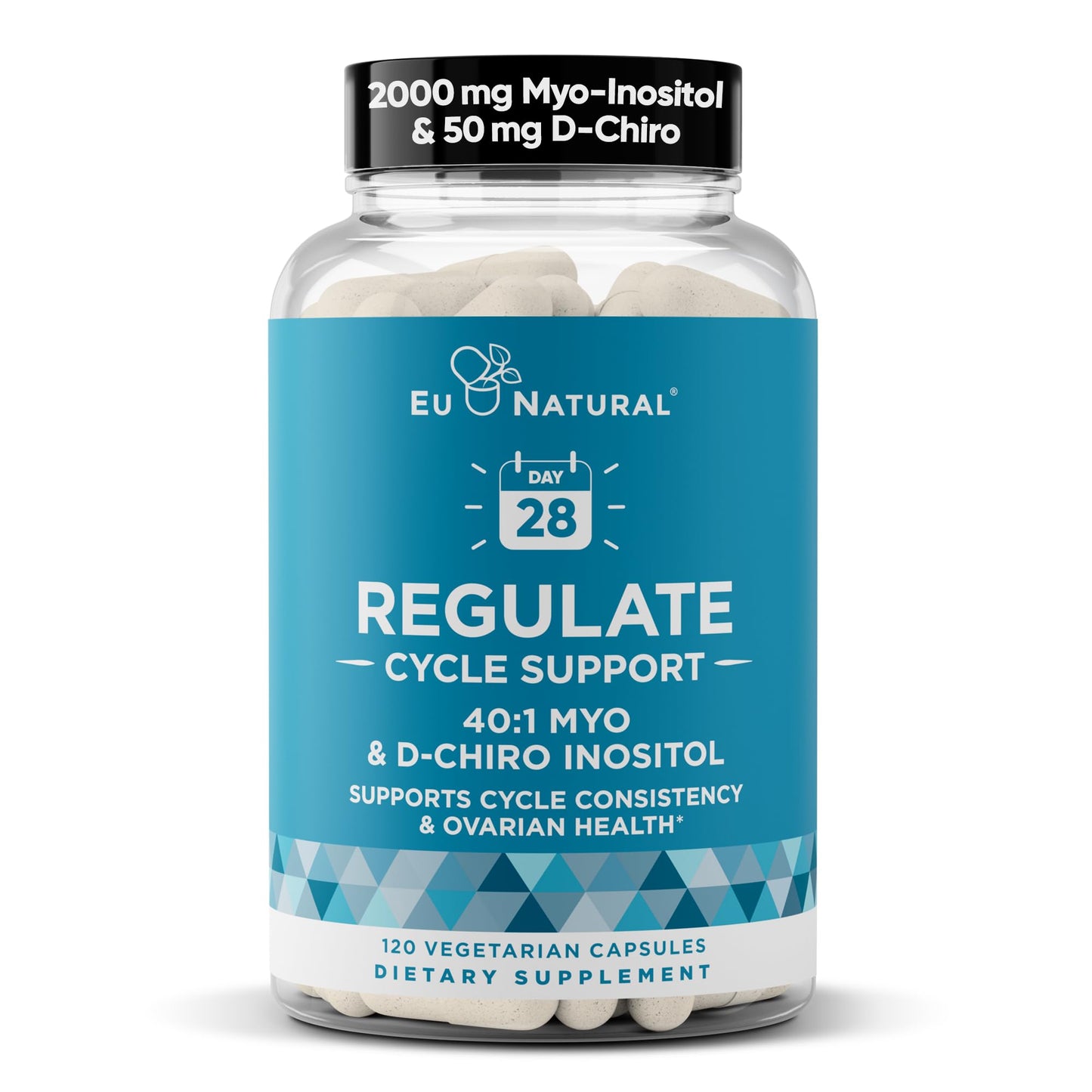 Regulate Cycle Support – Hormone Balance for Women at Optimal 40:1 Myo-Inositol 2000 mg & D-Chiro Inositol 50 mg – Supplement for Period Consistency, Menstrual & Ovulation Support – 120 Vegan Capsules - Maple Wellness Supplements