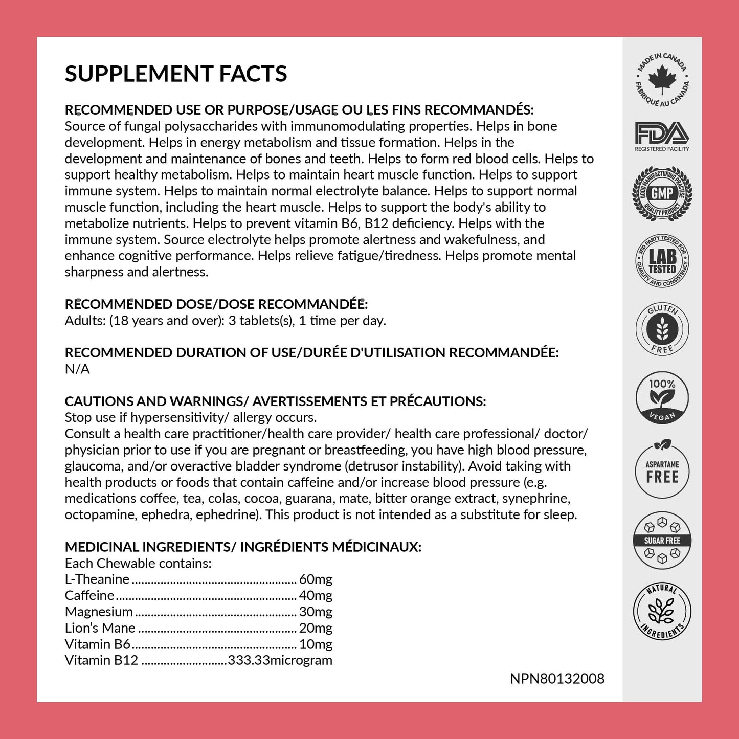 REJUVE+ Focus & Clarity Nootropic Supplement – Brian Boost | L-Theanine, Caffeine, Lion’s Mane, Magnesium, Vitamin B6 & B12 | Brain Support, Memory, Focus & Energy | Mint Flavor (30 Chewables) (1) - Maple Wellness Supplements