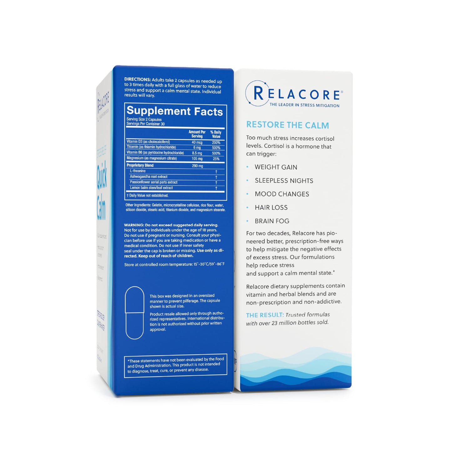 Relacore Quick Calm Mood Support Supplement with Ashwagandha, L-Theanine, Rapid Stress Relief and Relaxation – Cortisol Supplement - 60 ct - Maple Wellness Supplements