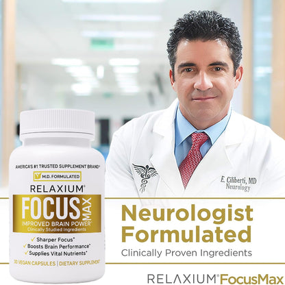Relaxium FocusMax, Brain & Focus Health Supplement, Mental Clarity Support, Proven Concentration, Focus, Memory, - Maple Wellness Supplements