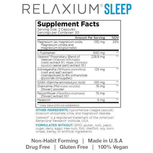 Relaxium Sleep Aid, 30-Day Supply, Dietary Supplement, Better Sleep, Magnesium - Maple Wellness Supplements