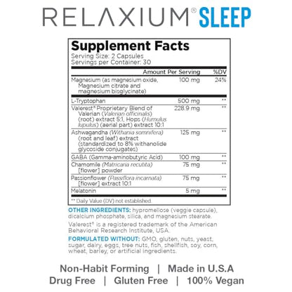 Relaxium Sleep Aid, 30-Day Supply, Dietary Supplement, Better Sleep, Magnesium - Maple Wellness Supplements