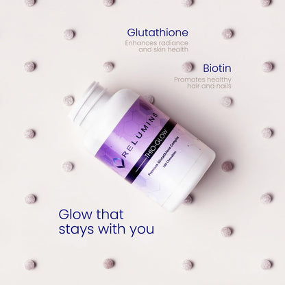 Relumins Thio-Glow Chewable Sublingual Glutathione Complex with Biotin, VIT C & E, Plus Grapeseed Polyphenols – 330mg Gluta Per Serving – 4X Effective, Ultimate Wellness Gift for Moms x 3 Bots - Maple Wellness Supplements