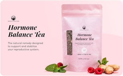 Remedy & Restore Herbal Tea for Hormone Balance - Natural Menstrual Cycle Support, Spearmint Flavor, Loose Leaves, 1 Count - Maple Wellness Supplements
