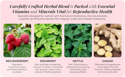 Remedy & Restore Herbal Tea for Hormone Balance - Natural Menstrual Cycle Support, Spearmint Flavor, Loose Leaves, 1 Count - Maple Wellness Supplements