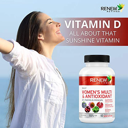 Renew Actives Women's Multi-Vitamin & Antioxidant: Daily Health Supplement for Woman - Maple Wellness Supplements
