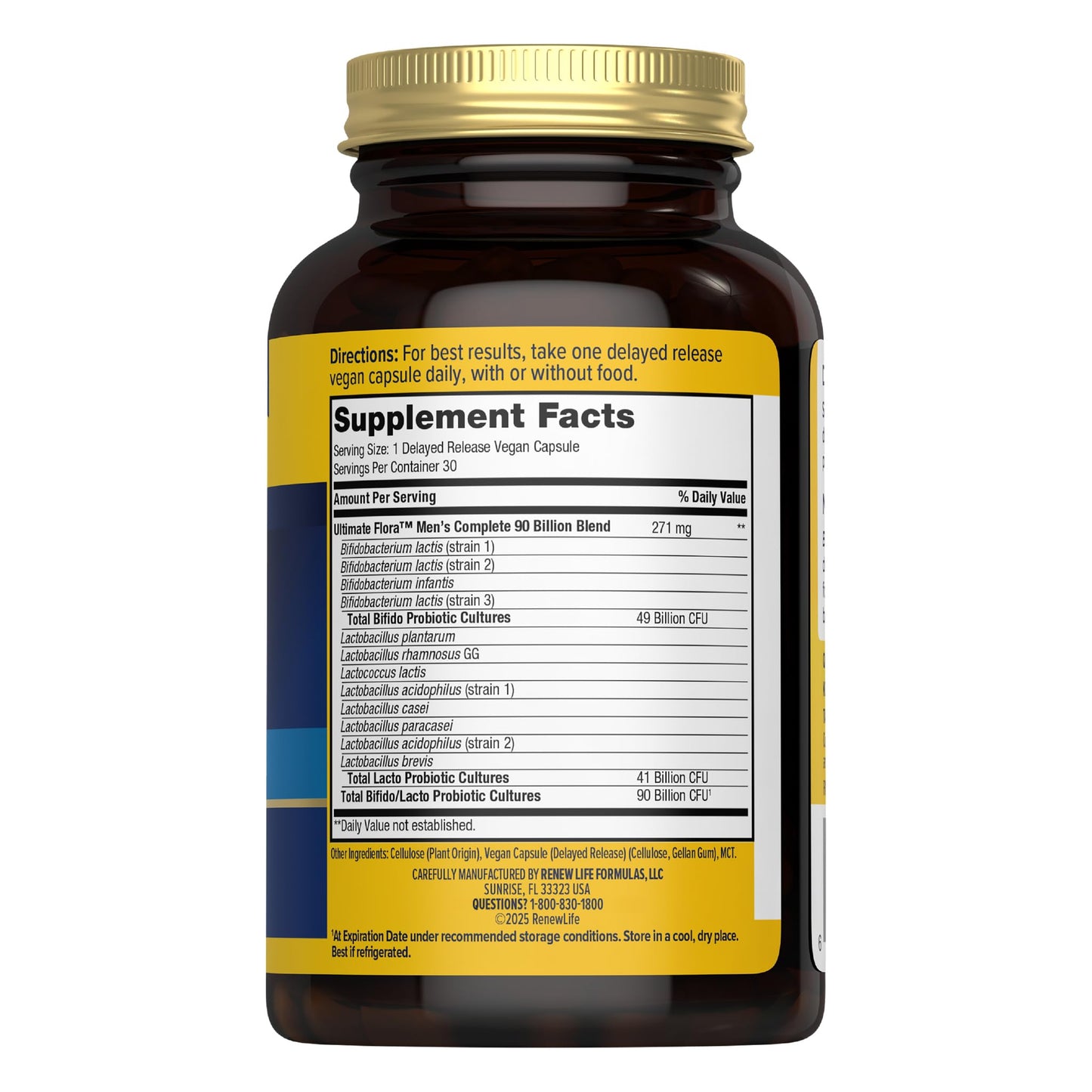 Renew Life Men's Care Probiotic Capsules, Supports Mens Digestive, Colon, Immune and Respiratory Health, L. Rhamnosus GG, Dairy, Soy and gluten-free, 90 Billion CFU, 30 Count - Maple Wellness Supplements