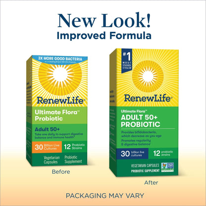 Renew Life Probiotic Adult 50 Plus Probiotic Capsules, Daily Supplement Supports Urinary - Maple Wellness Supplements