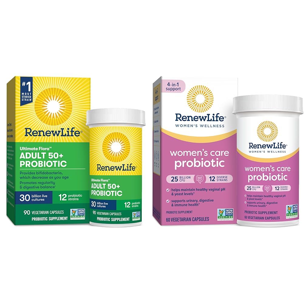 Renew Life Probiotic Adult 50 Plus Probiotic Capsules, Daily Supplement Supports Urinary - Maple Wellness Supplements
