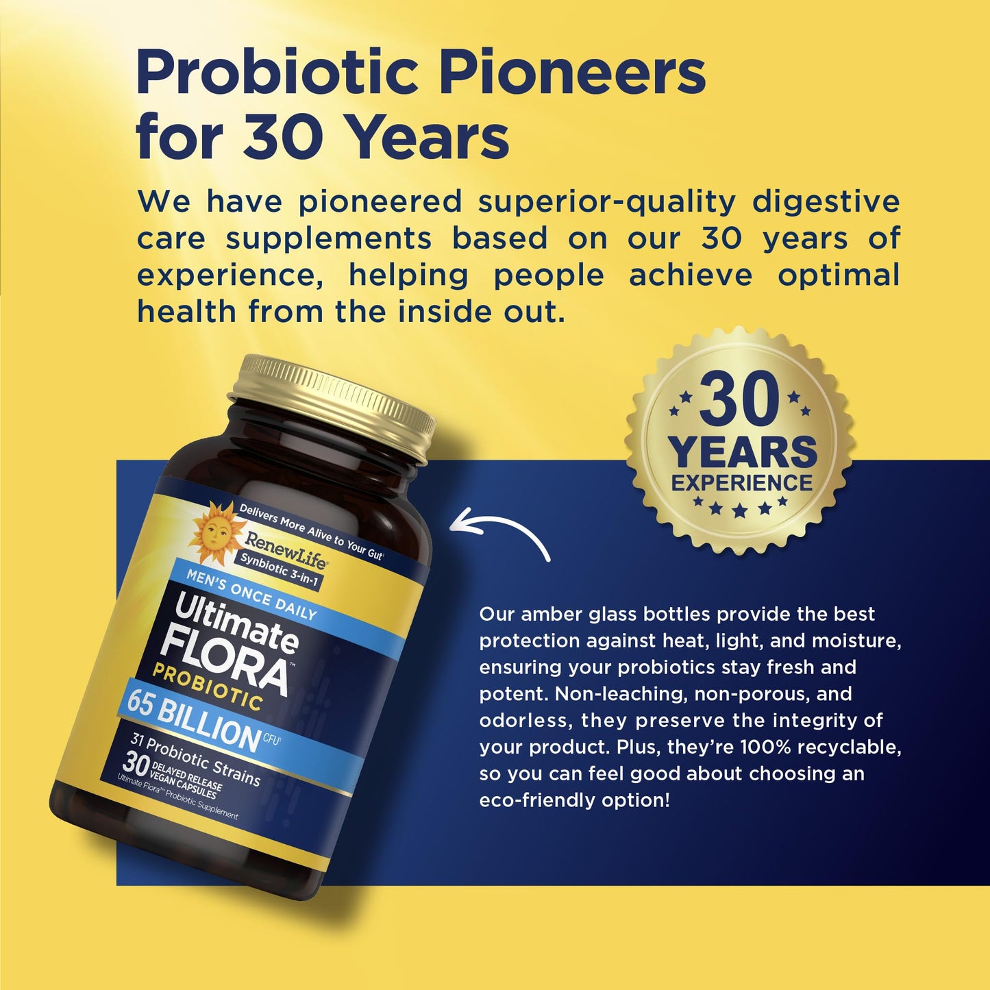 Renew Life Ultimate Flora Probiotics for Men 65 Billion CFU Delayed Release Vegan Capsules | Digestive Health | Immune Health | Dairy Free | 30 Count - Maple Wellness Supplements