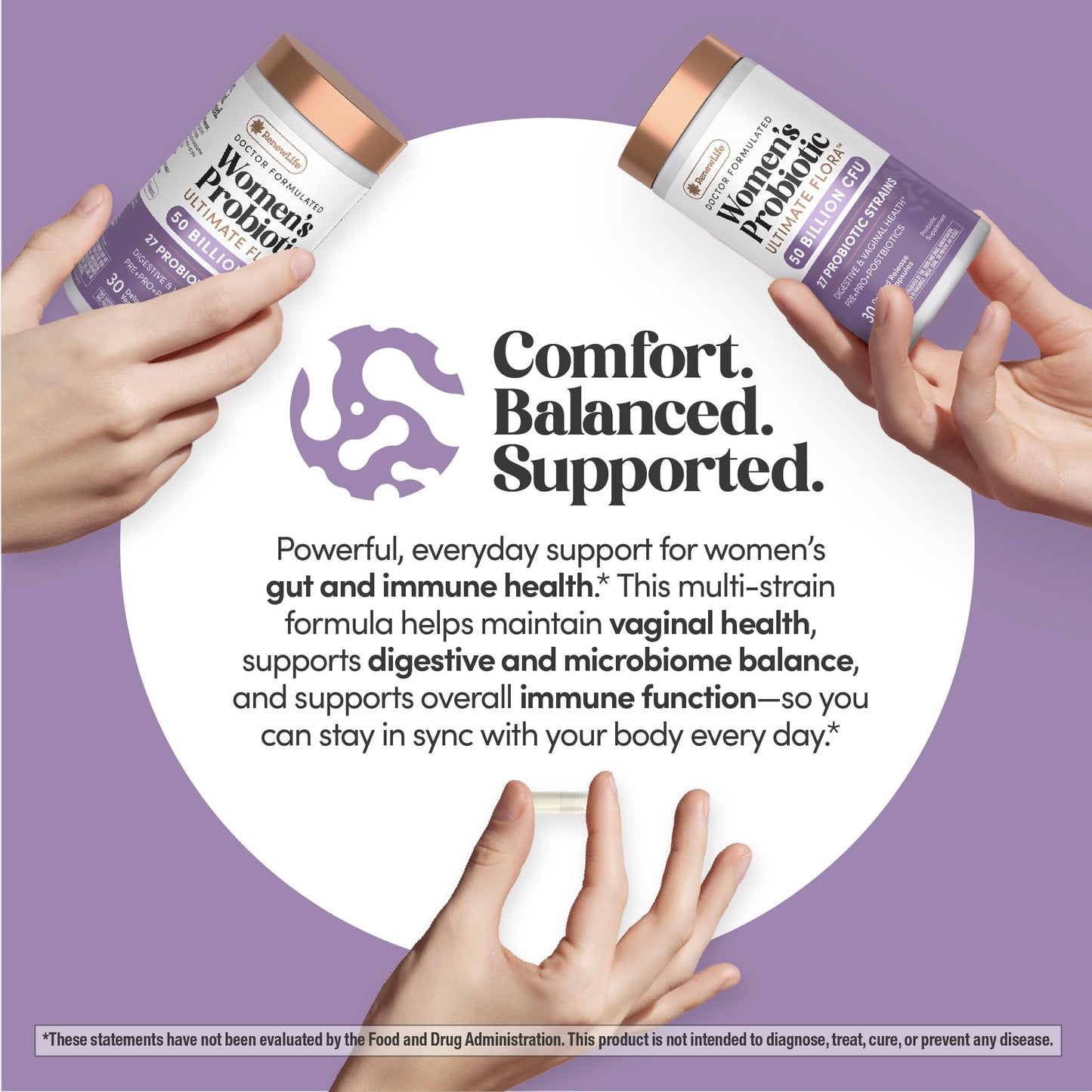 Renew Life Ultimate Flora Probiotics for Women | 50 Billion CFU | 30 Delayed Release Vegan Capsules | Digestive & Vaginal Health | Dairy, Soy and Gluten Free Supplement - Maple Wellness Supplements