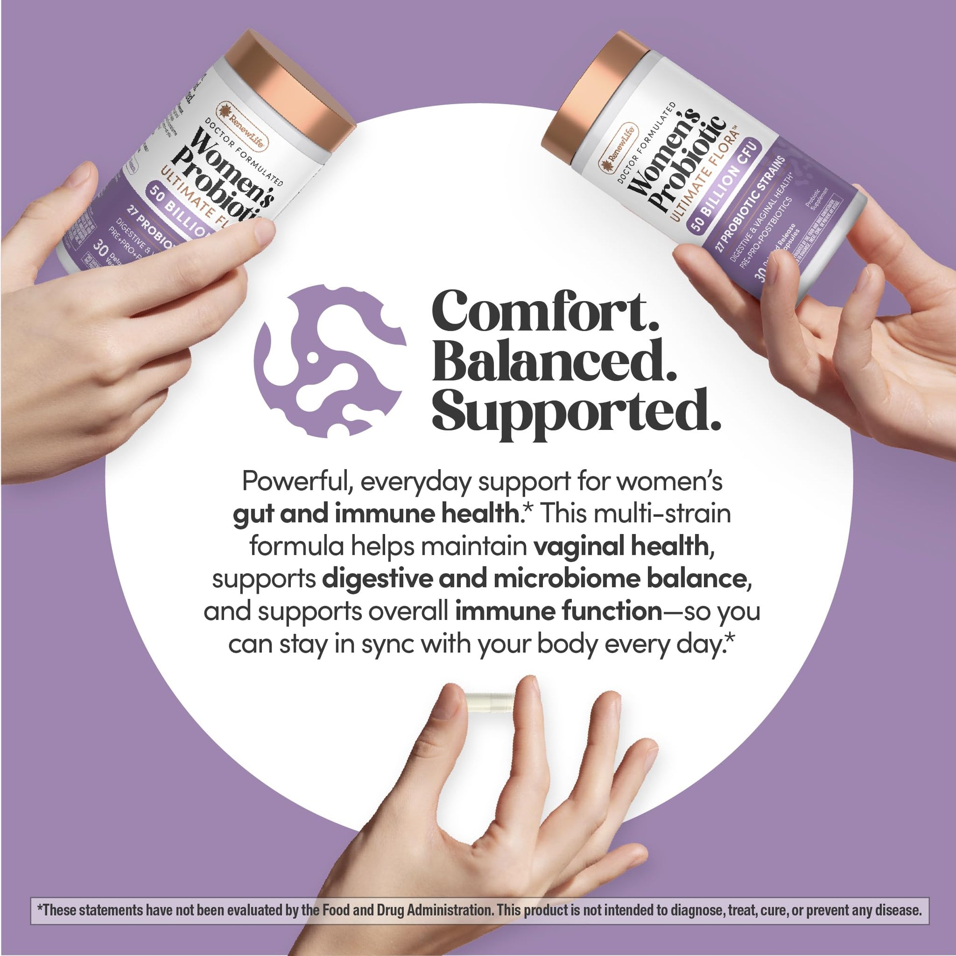 Renew Life Ultimate Flora Probiotics for Women | 50 Billion CFU | 30 Delayed Release Vegan Capsules | Digestive & Vaginal Health | Dairy, Soy and Gluten Free Supplement - Maple Wellness Supplements