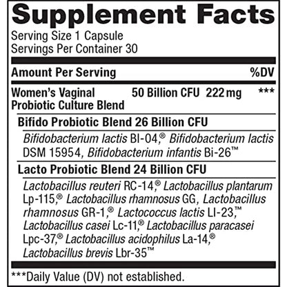 Renew Life Women's Probiotic Capsules, 50 Billion CFU Guaranteed, Supports pH Balance - Maple Wellness Supplements