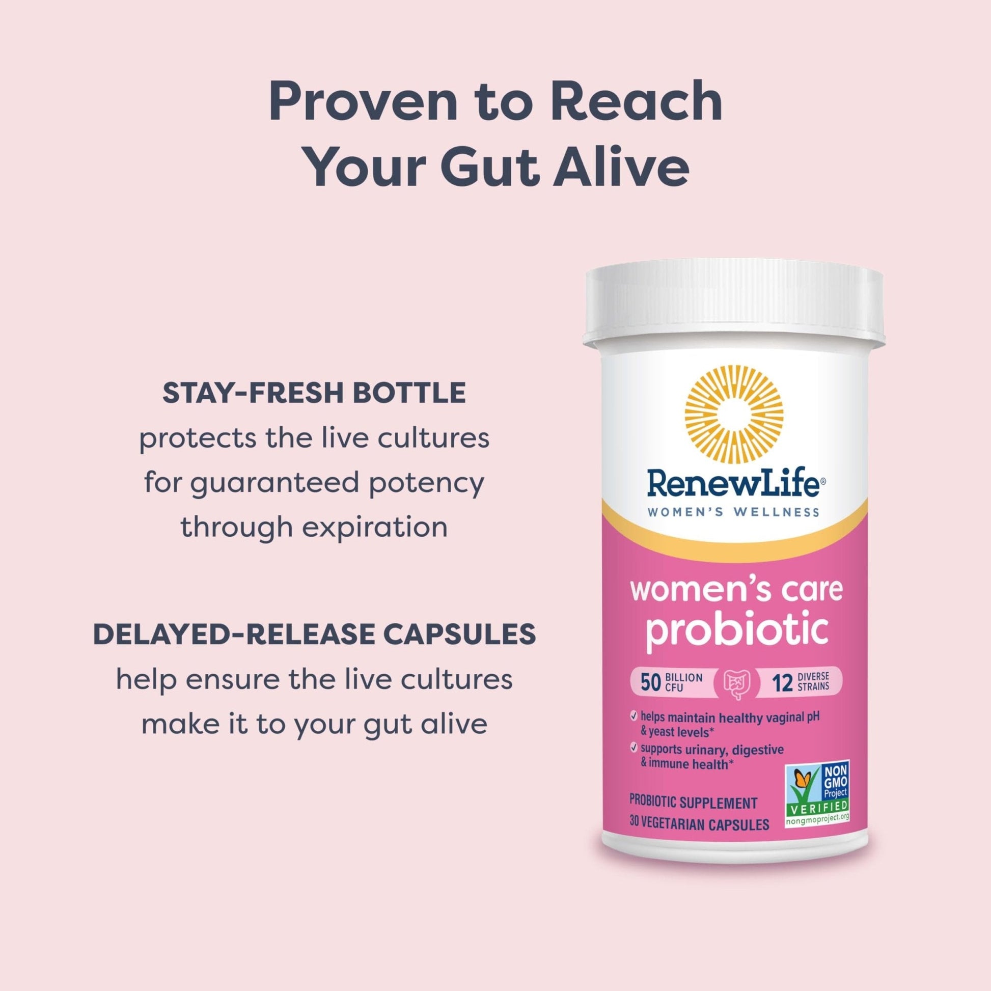 Renew Life Women's Probiotic Capsules, 50 Billion CFU Guaranteed, Supports pH Balance, Vaginal, Urinary, Digestive and Immune Health(2), L. Rhamnosus GG, Dairy, Soy and Gluten-Free, 60 Count - Maple Wellness Supplements