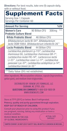Renew Life Women's Probiotic Capsules, Supports pH Balance for Women, Vaginal - Maple Wellness Supplements