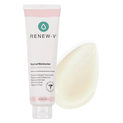 Renew-V Natural Vaginal Moisturizer For Dryness & Itching - Vulva Balm for Irritation Relief, Anti Itch & Women Menopause Support - Hormone Free, Unscented, Paraben-Free - Made in USA, 2 oz - Maple Wellness Supplements