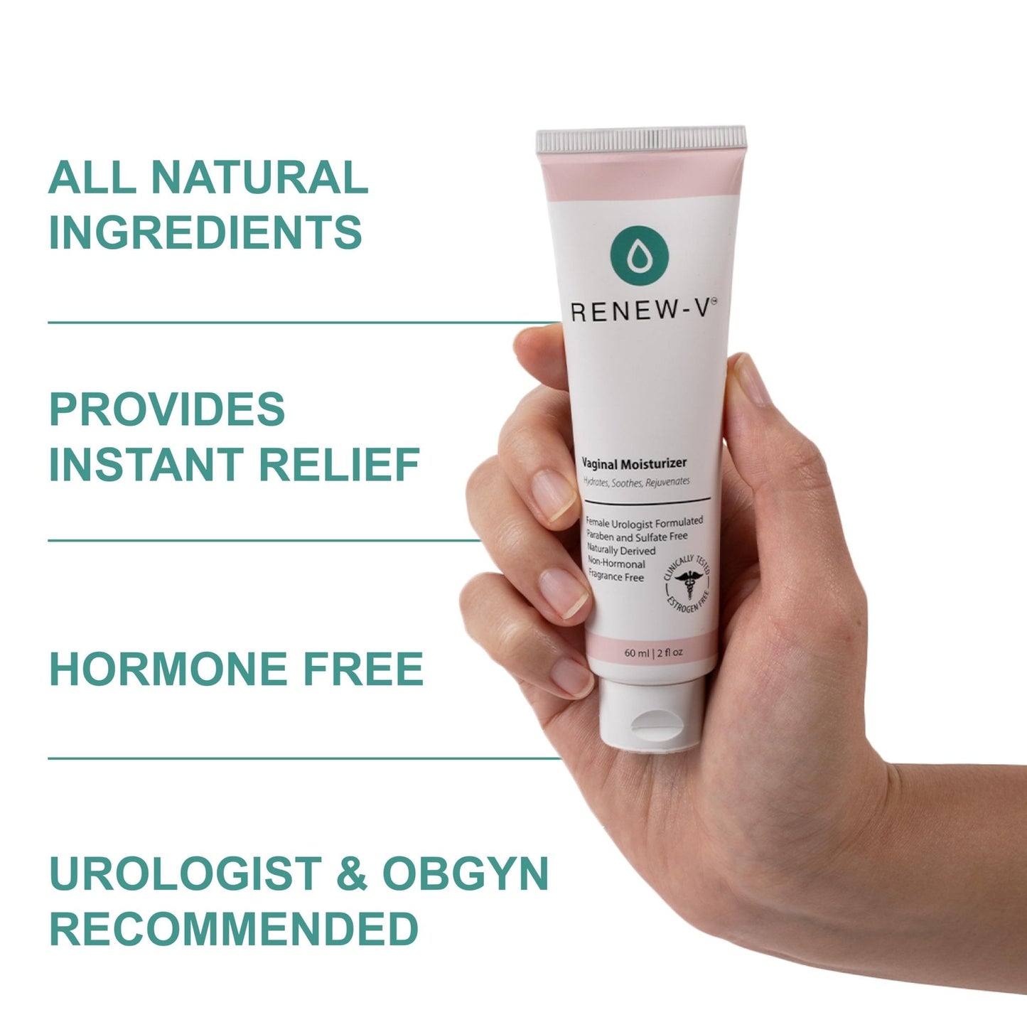 Renew-V Natural Vaginal Moisturizer For Dryness & Itching - Vulva Balm for Irritation Relief, Anti Itch & Women Menopause Support - Hormone Free, Unscented, Paraben-Free - Made in USA, 2 oz - Maple Wellness Supplements
