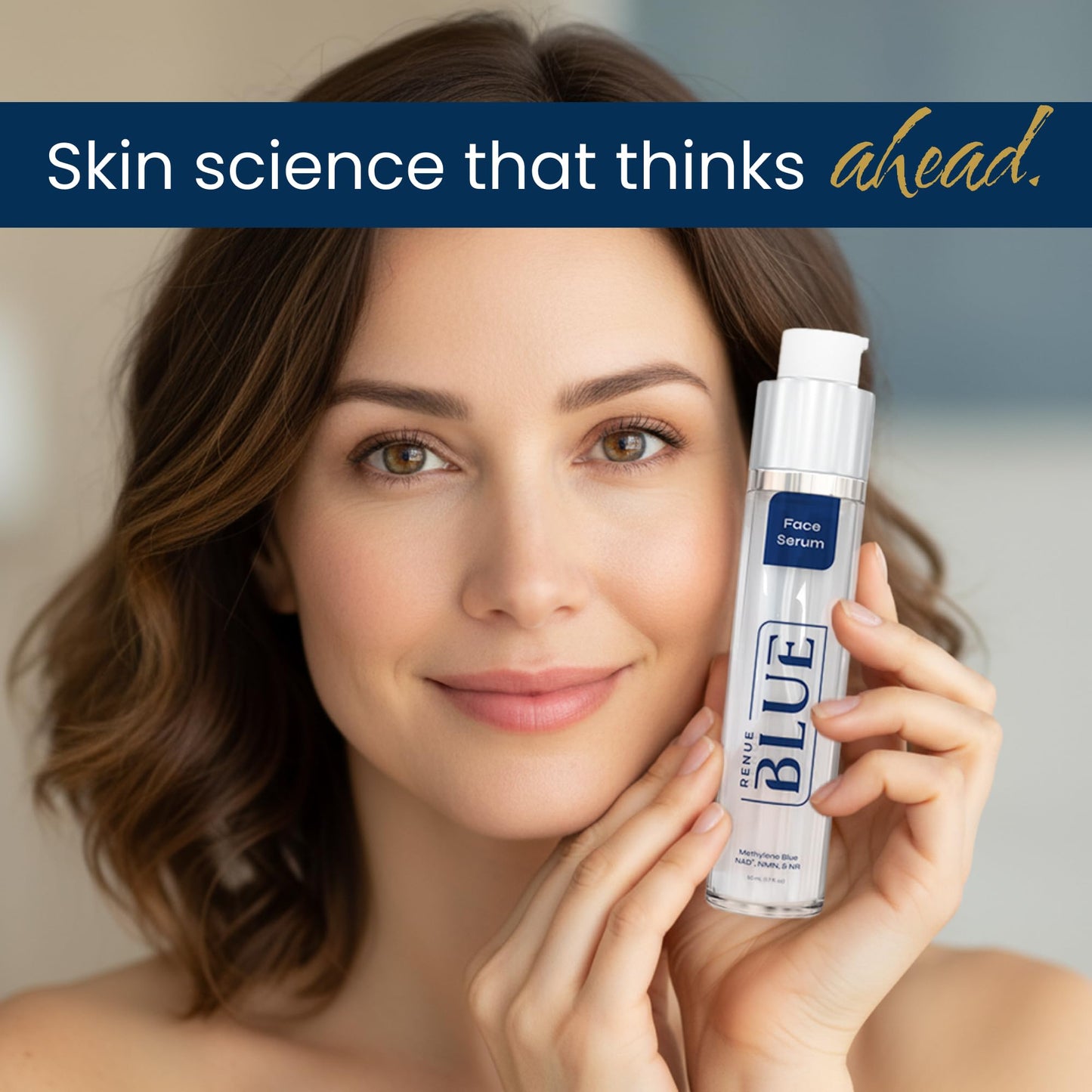 Renue Blue Methylene Blue Face Serum - Liposomal NAD+ Complex and Nutrients for Skin Rejuvenation, Deep Hydration, and Anti-Aging Support - Maple Wellness Supplements