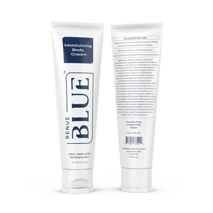 Renue Blue Methylene Blue Moisturizing Body Cream – Liposomal NAD+ Complex with Antioxidants, Peptides, and Botanical Extracts for Hydrated, Healthier‑Looking Skin - Maple Wellness Supplements