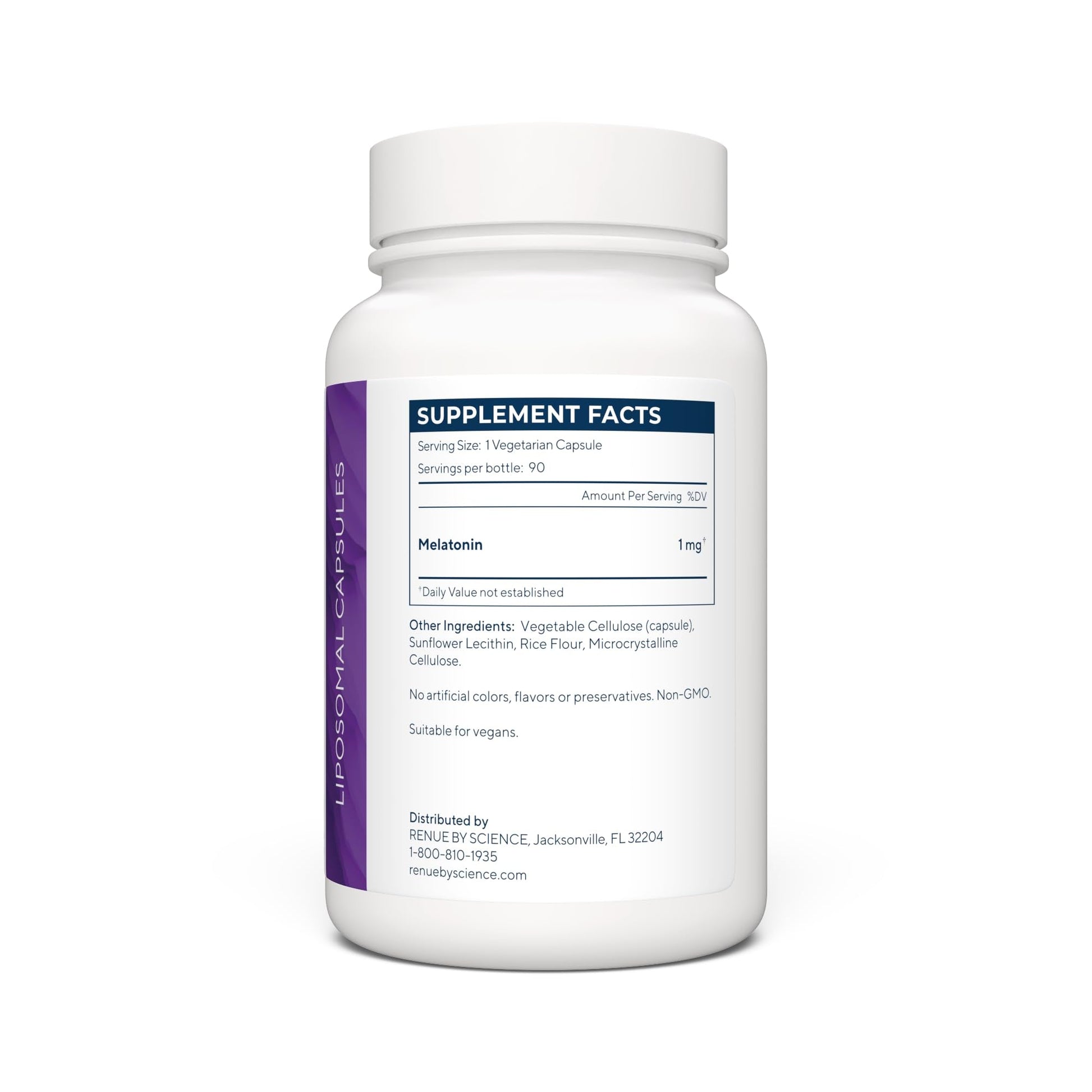 Renue By Science Melatonin | Liposomal Melatonina Supplement | 90 High Strength Melatonin Capsules - 1mg Melatonin per Serving | Sleep Aid Melatonin | Non-GMO | Made in The USA & Third-Party Tested - Maple Wellness Supplements