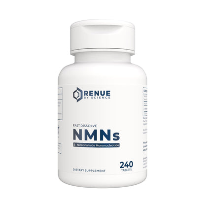 Renue By Science NMN Supplement | 240 Chewable Vegetarian Tablets - 125mg Nicotinamide Mononucleotide per Serving | Lemon Flavour - Manufactured in The USA Third-Party Tested - Maple Wellness Supplements