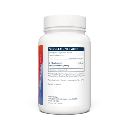 Renue By Science NMN Supplement | 90 Liposomal NMN Capsules - 250mg NMN Nicotinamide Mononucleotide per Serving | Bioavailable Formula for Increased Absorption | Manufactured in The USA - Maple Wellness Supplements