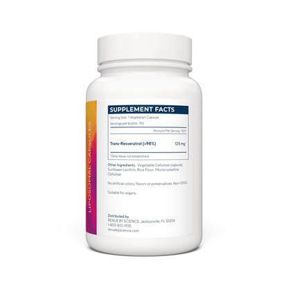 Renue By Science Resveratrol | High Strength Liposomal Resveratrol Supplement | 90 Trans Resveratrol Capsules - 125mg Reservatrol per Serving | Non-GMO | Made in The USA Third-Party Tested - Maple Wellness Supplements