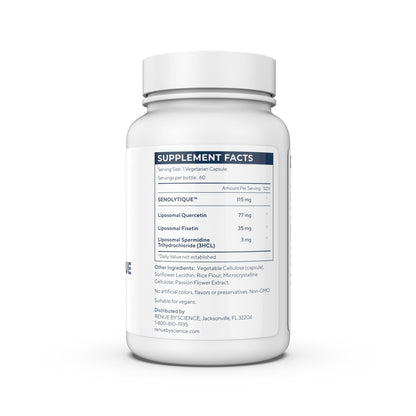 Renue By Science Senolytique Senolytic Supplements | 60 Capsules with Fisetin (35mg) Quercetin (78mg) & Spermidine (3mg) per Serving | Liposomal Formula | Manufactured in The USA & Third-Party Tested - Maple Wellness Supplements