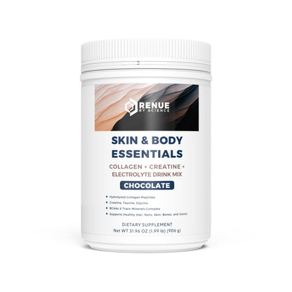 Renue By Science Skin & Body Essentials | Collagen Peptides Electrolytes Creatine & BCAA Powder | Collagen (12g) Creatine Monohydrate (4g) per Serving with Taurine & Glycine | Made in USA - Chocolate - Maple Wellness Supplements