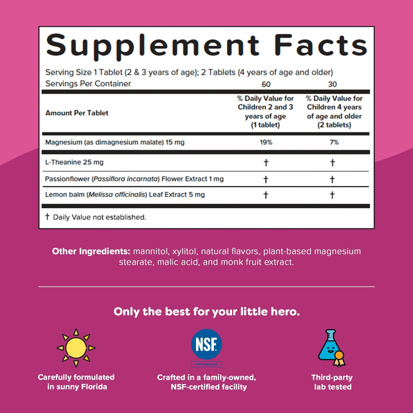 Renzo's Captain Calm Kids Magnesium Supplement with L-Theanine, Dissolvable Kids Vitamins for Relaxation and Mood Support, Sugar-Free Melty Tabs, - Maple Wellness Supplements