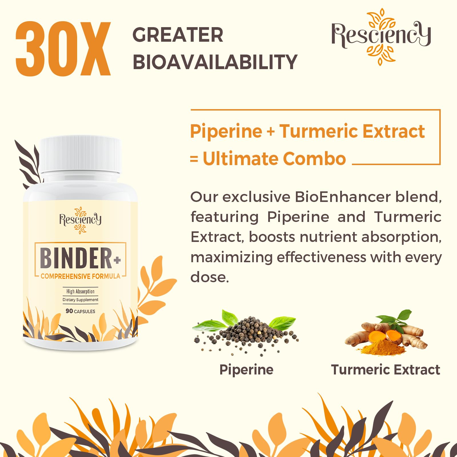 Resciency Detox Binder Supplement – Activated Charcoal, Zeolite, Bentonite Clay, Milk Thistle, Proprietary Blends - Liver & Gut, Max Absorption, 90 Vegan Capsules - Maple Wellness Supplements