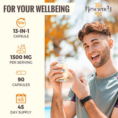 Resciency Detox Binder Supplement – Activated Charcoal, Zeolite, Bentonite Clay, Milk Thistle, Proprietary Blends - Liver & Gut, Max Absorption, 90 Vegan Capsules - Maple Wellness Supplements