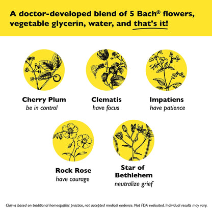 RESCUE Bach Remedy Dropper 20mL, Natural Stress Relief, Homeopathic Flower Essence, Vegan, Gluten & Sugar-Free, Non-Habit Forming (Non-Alcohol Formula) - Maple Wellness Supplements