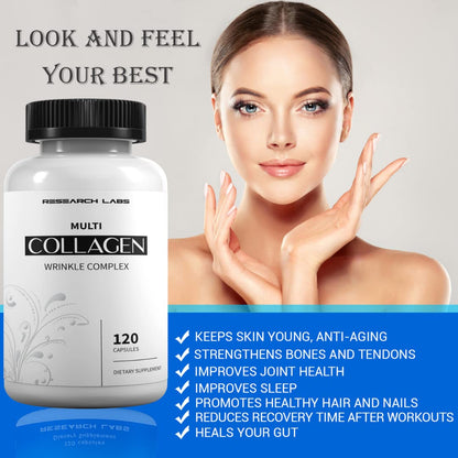 Research Labs 2 for 1 Promo 240 Collagen Pills - 6000 mg Per Day. Grass Fed Anti-Aging Support for Skin, Joints, Tendons, Bones, Hair and Nails. - Maple Wellness Supplements