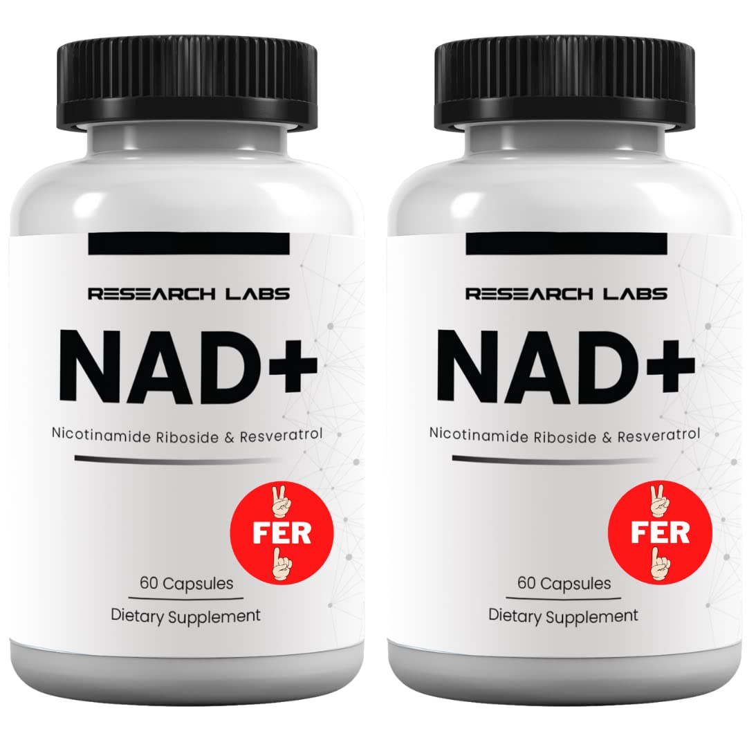 Research Labs NAD+ Supplement 2 for 1 Ad. Proprietary Formula w/Patent Pending RiboYOUNG™. NRF2 Activator, Nicotinamide Riboside, Quercetin, Resveratrol, Betaine. True NAD Supplement Anti Aging… - Maple Wellness Supplements