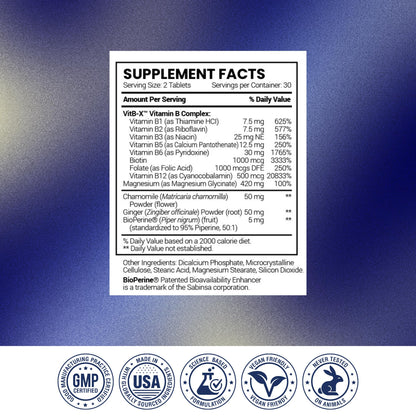 Research Verified Leg Cramps - Magnesium, B Vitamins, Ginger, Chamomile, BioPerine - Circulation Support - Vegan - 1 Month Supply - Maple Wellness Supplements