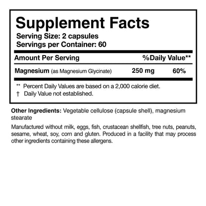 Researched Nutritionals Magnesium Glycinate Capsules - 125mg High Absorption Magnesium Glycinate Supplement to Support Healthy Bones and Energy Production - Vegan & Non-GMO (120 Capsules) - Maple Wellness Supplements