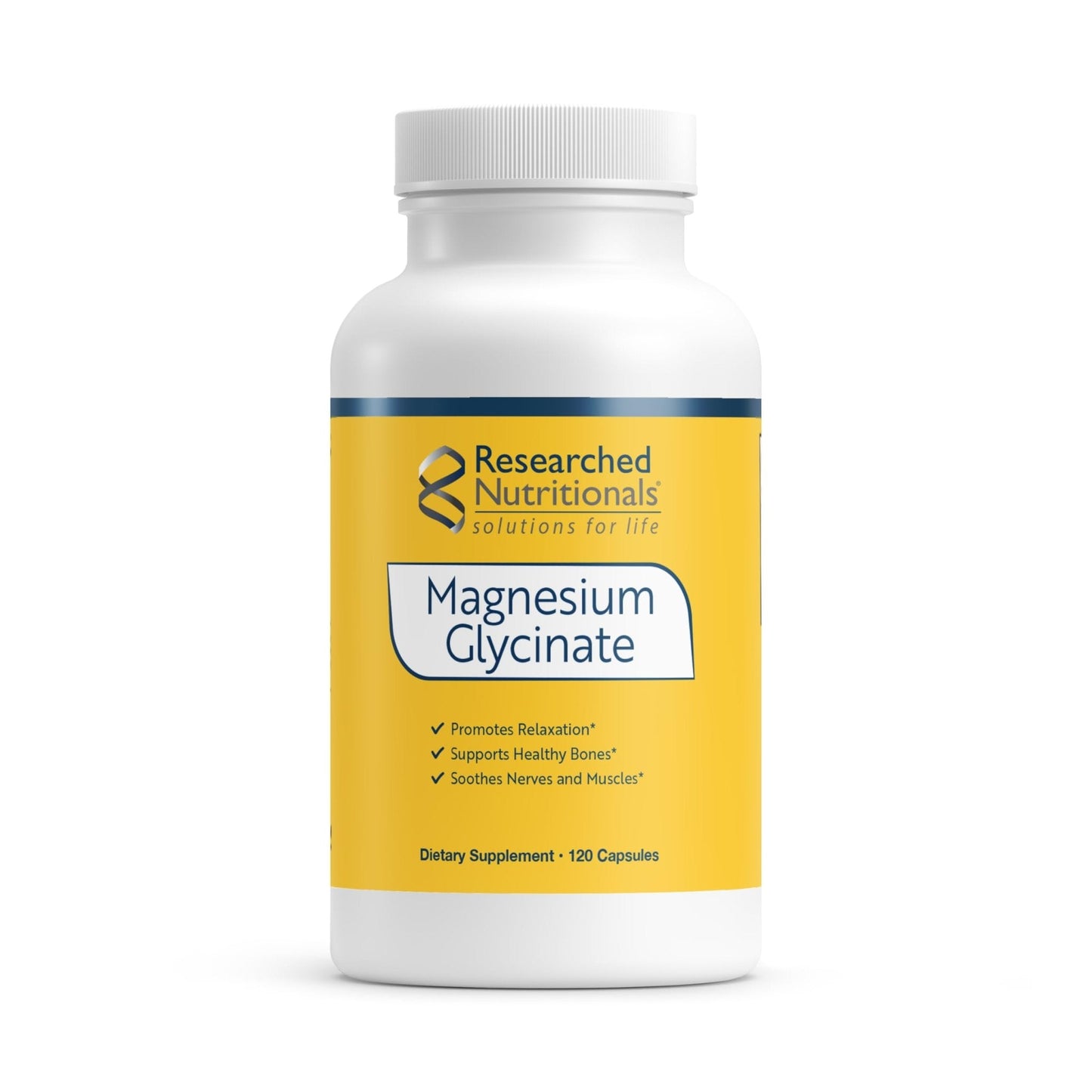 Researched Nutritionals Magnesium Glycinate Capsules - 125mg High Absorption Magnesium Glycinate Supplement to Support Healthy Bones and Energy Production - Vegan & Non-GMO (120 Capsules) - Maple Wellness Supplements