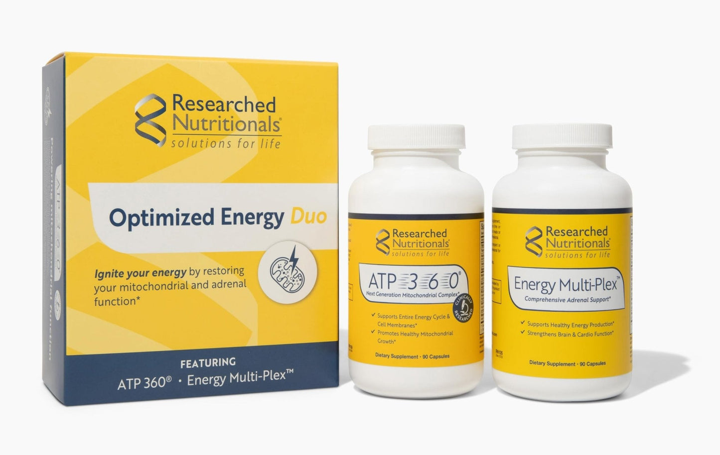 Researched Nutritionals Mens & Womens Vitamins - Optimized Energy Duo - Adrenal Support & Mitochondrial Supplements to Promote Optimal Cellular Energy - ATP 360 & Multi-Plex - Maple Wellness Supplements