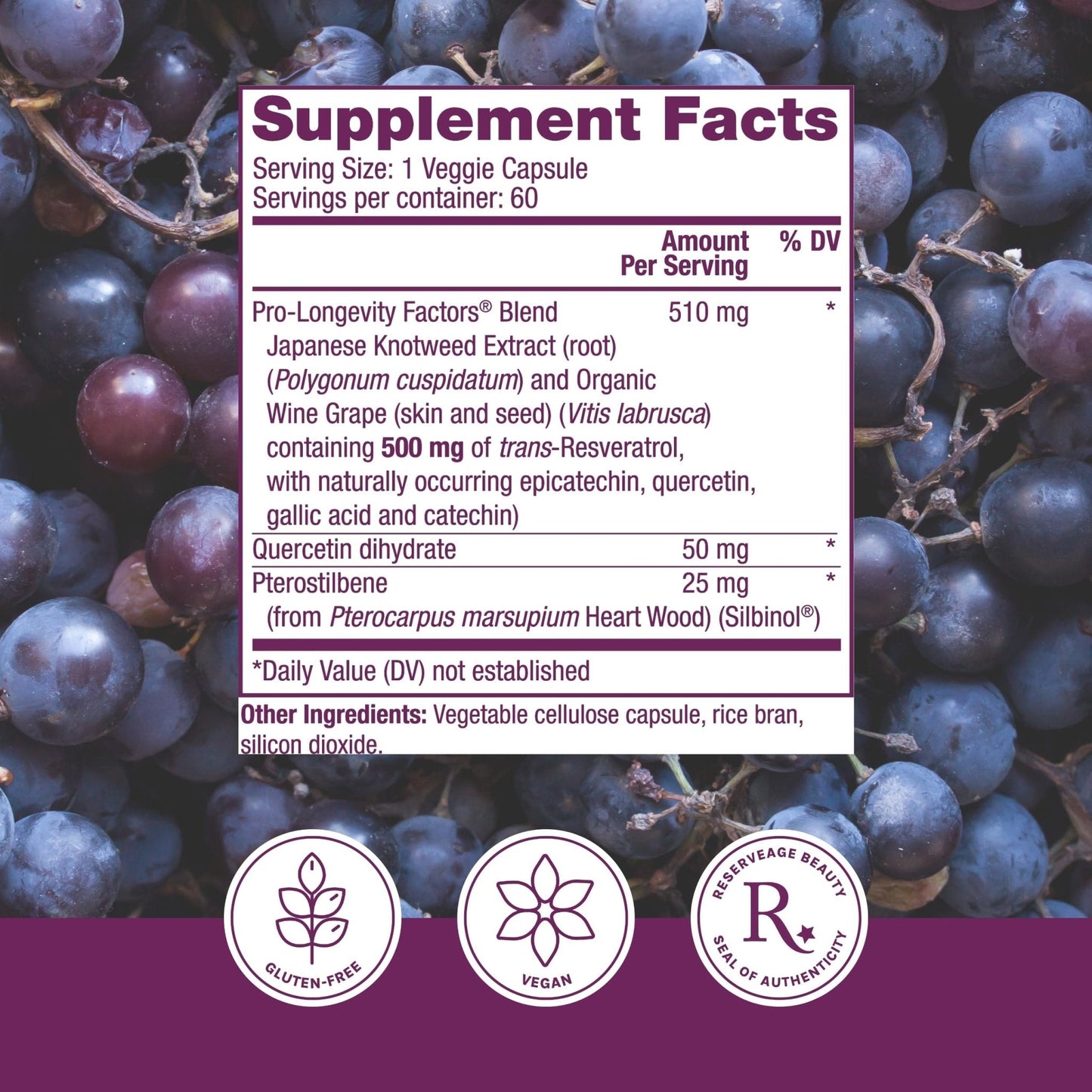 Reserveage Beauty, Resveratrol 500 mg with Pterostilbene, Antioxidant Supplement for Immune Support & Heart Health, Supports Healthy Aging - Maple Wellness Supplements