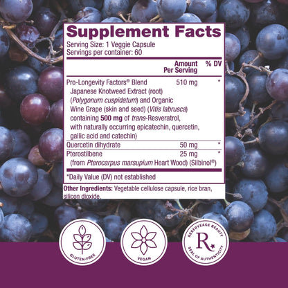 Reserveage Beauty, Resveratrol 500 mg with Pterostilbene, Antioxidant Supplement for Immune Support & Heart Health, Supports Healthy Aging - Maple Wellness Supplements