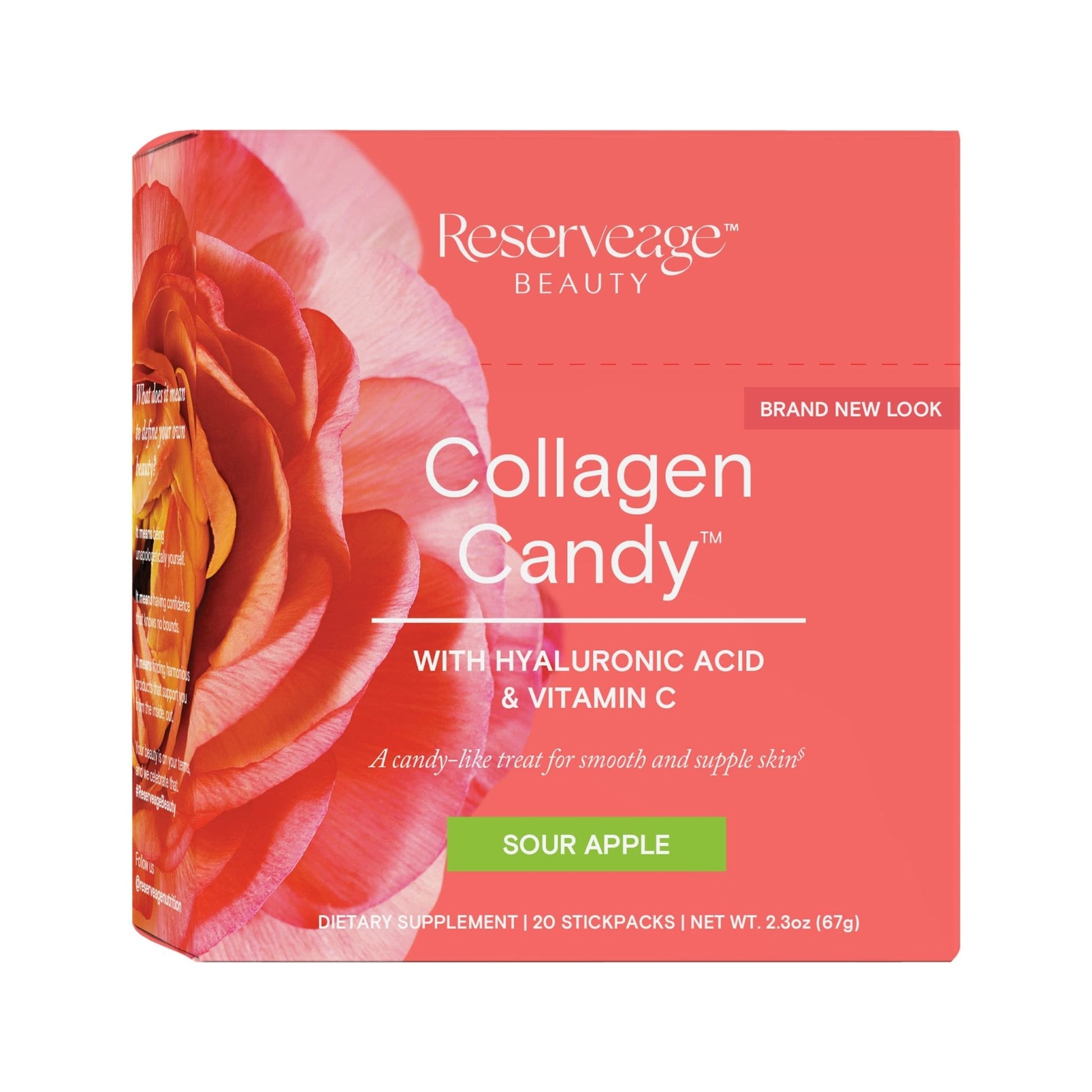 Reserveage Nutrition Collagen Candy, Collagen Supplement for Skin Care, Hair Growth, Collagen Booster for Nail Care, Supports Elastin Production, Paleo and Keto, Sour Apple, 2.3 Ounces (20 Servings) - Maple Wellness Supplements