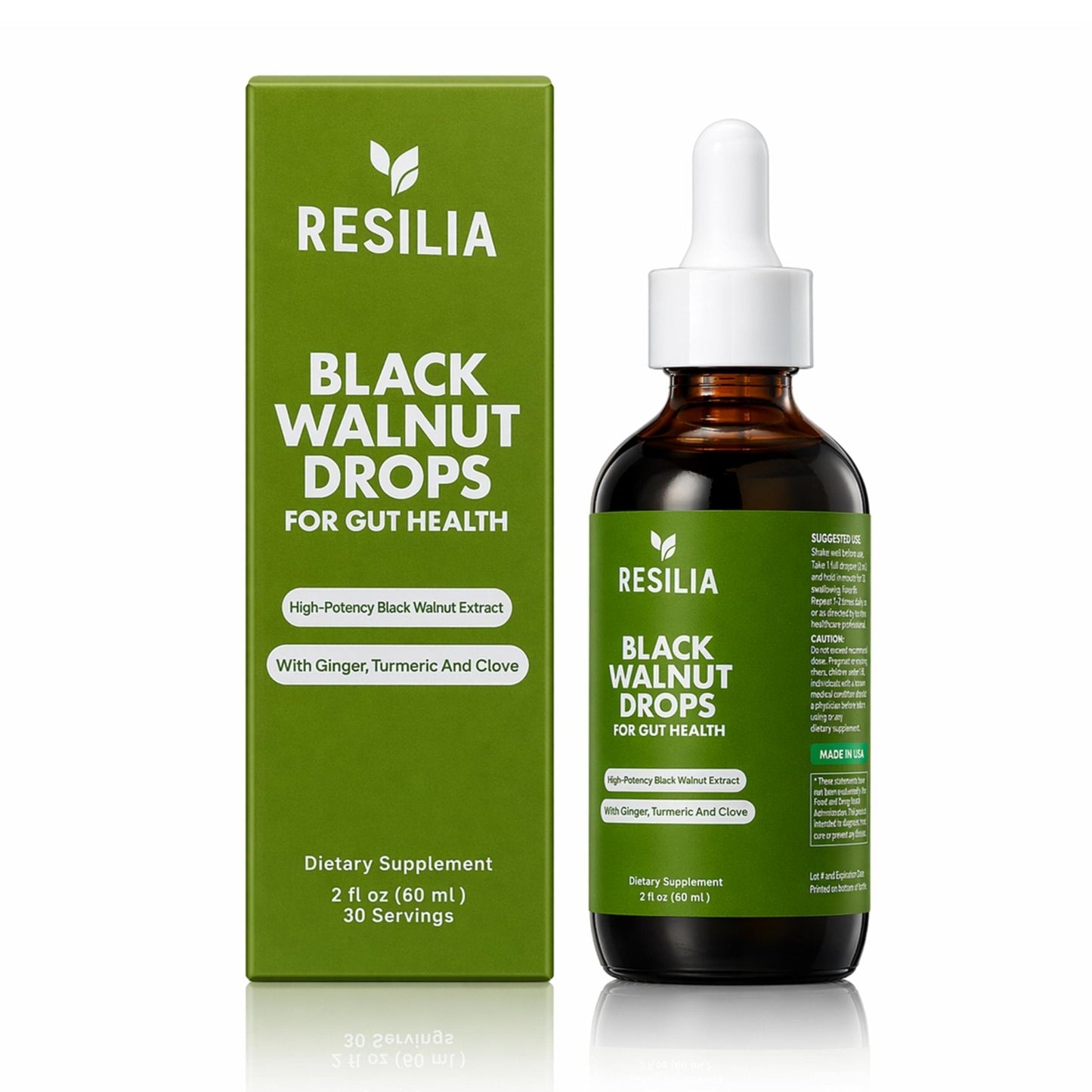 Resilia Herbal Cleanse Liquid Drops – Black Walnut & Wormwood Extract with Pumpkin Seed, Garlic & Turmeric – Alcohol-Free Vegan Tincture for Digestive & Daily Wellness Support, 2 fl oz - Maple Wellness Supplements