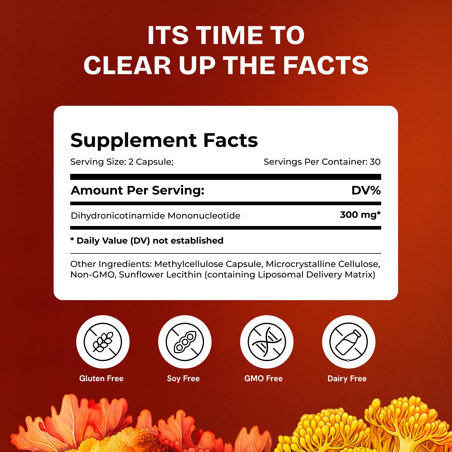 Resurrected Health Liposomal NMNH Supplement 300mg – Boosts NAD Anti-Aging, Energy & Focus – NMM Capsules Alternative to for Cellular Vitality – Third-Party Tested, 60 Vegan Capsules | 1 Pack - Maple Wellness Supplements