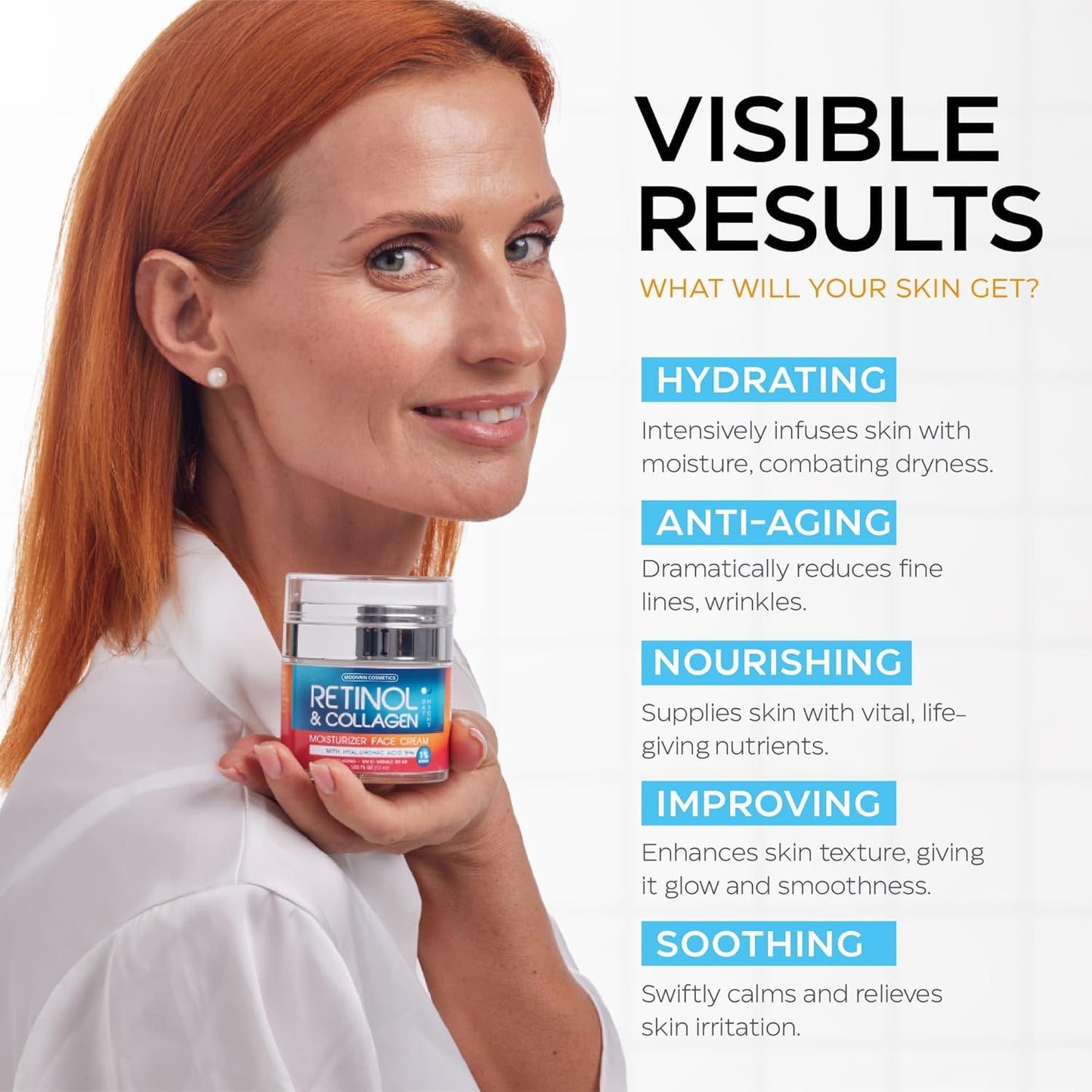 Retinol Cream for Face with Hyaluronic Acid, Day-Night Anti-Aging Moisturizer for Women, Men, Collagen Cream for Face Reduces Wrinkles, Dryness, 1.85 Oz - Maple Wellness Supplements