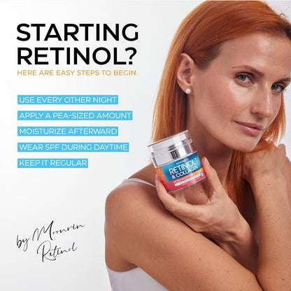 Retinol Cream for Face with Hyaluronic Acid, Day-Night Anti-Aging Moisturizer for Women, Men, Collagen Cream for Face Reduces Wrinkles, Dryness, 1.85 Oz - Maple Wellness Supplements