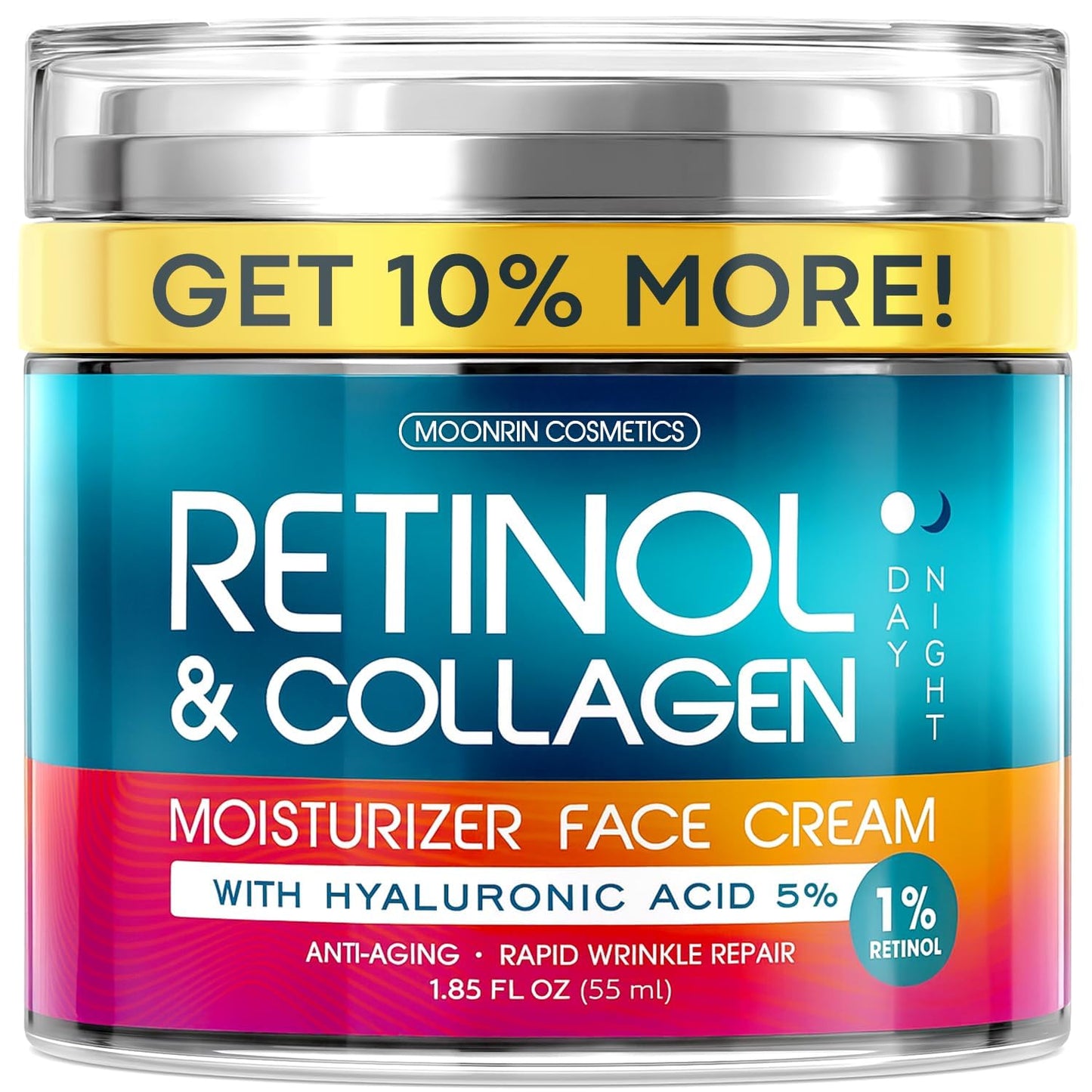 Retinol Cream for Face with Hyaluronic Acid, Day-Night Anti-Aging Moisturizer for Women, Men, Collagen Cream for Face Reduces Wrinkles, Dryness, 1.85 Oz - Maple Wellness Supplements