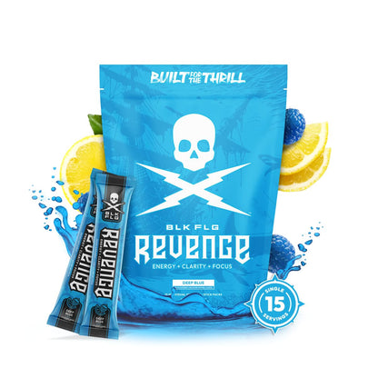 REVENGE BLK FLG Energy Drink Mix – Healthy Coffee Alternative with Natural Caffeine & Nootropics – Focus & Clean Energy Supplement – Sugar Free – 15 On-The-Go Stick Packs - Maple Wellness Supplements